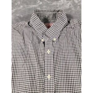 J Press Shirt Mens Medium Black White Check Gingham Casual Oxford Button Down